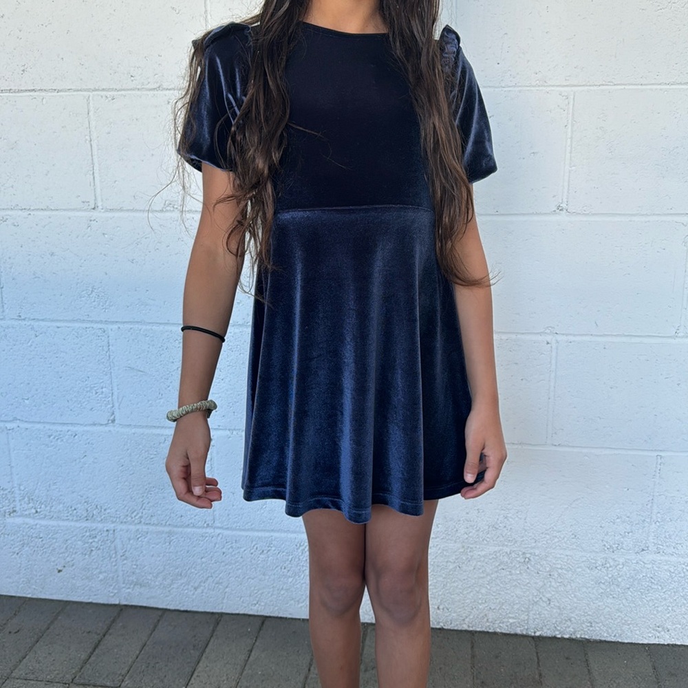 Velour royal blue babydoll style dress